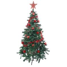 Imagem de Árvore De Natal Luxo 1,50 Altura Base Ferro 380 Galhos tradicional Fácil Montagem Verde 1,50 metros