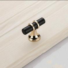 Imagem de Liga de zinco preto ouro porta alças armário de cozinha puxadores de gaveta sólida móveis lidar com móveis de ferragem, preto, botão