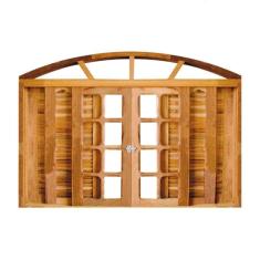 Imagem de Janela de Madeira Veneziana Padrão Imbuia 120x120cm 6 Folhas em Arco Rodam Marroml