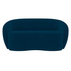 Imagem de Sofá 3 Lugares Living Orgânico Sala De Estar 180cm Garbin K04 Veludo Azul Marinho - Mpozenato