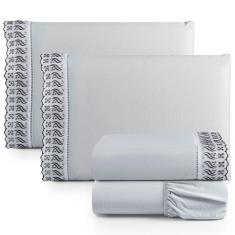 Imagem de Jogo De Lençol Lese Percal 180 Fios King 4 Peças Barato - Cinza