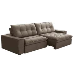 Imagem de Sofá Retrátil Reclinável 3 Lugares 250Cm Argon F05 Veludo Castor