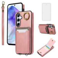 Imagem de Asuwish Capa de telefone para Samsung Galaxy A35 5G com protetor de tela de vidro temperado capa carteira e suporte de anel fino suporte para cartão de couro PU acessórios de celular celular A 35 35A