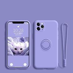 Imagem de Capa de suporte de anel magnético de silicone líquido para Samsung Galaxy A52 A72 A12 A21S A51 A71 S21 Plus S20 FE Note 20 Ultra Stand Cover, Roxo Claro, Para A72 (4G 5G)
