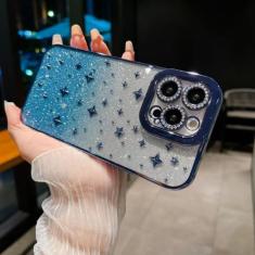 Imagem de Diamante claro glitter estrela capa de telefone de silicone macio para iphone 11 12 13 14 pro max sexy luxo transparente capa traseira, azul, para iphone 13