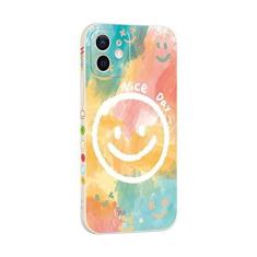 Imagem de Capa de telefone Smiley Rainbow para iPhone 12 13 11 Pro Max 12 Mini 14 Pro Max X XR XS Max SE 6 6S 7 8 Plus Capas quadradas com padrão lateral, B, K00803, para iPhone X