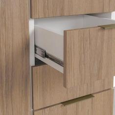 Imagem de Balcão Pia 120cm Com Tampo Com Rodapé Puxador 150mm Ipanema Cabecasa Madeiramadeira Acácia/branco