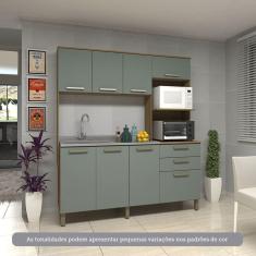 Imagem de Cozinha Compacta 8 Portas E 2 Gavetas Luciane Móveis Carvalho Cinza Supremo