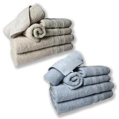 Imagem de Jogo De Toalhas 4 Banhos 4 Rostos 4 Grande Grossa Azul Bege