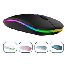 Imagem de Mouse Sem Fio Recarregável Wireless Bluetooth Led Rgb 2.4ghz - Hhos