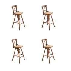 Imagem de Kit 4 Banquetas Katrina Bétula Madeira Rattan - Rivatti