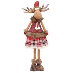 Imagem de Eforcase Boneco de alce de Natal, enfeite para Natal, férias, pernas ajustáveis, mesa, lareira, decoração de alce de Natal com chapéu, peças centrais de mesa, janela, decoração de mesa, bandeja em