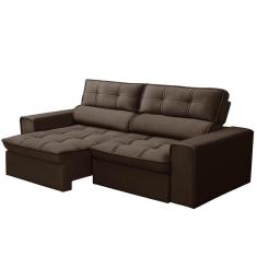 Imagem de Sofá Retrátil Reclinável 3 Lugares 220Cm Blanches F05 Veludo Marrom