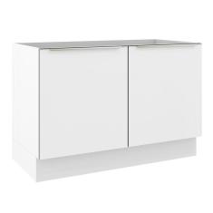 Imagem de Balcão Gabinete de Pia Madesa Lux 120 cm 2 Portas (Sem Tampo) - Branco/Branco Veludo