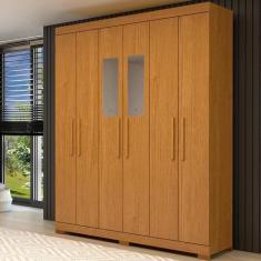 Imagem de Guarda-Roupa Casal Canadá Com Espelho 6 Portas Linhamobília, Cinamomo