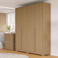 Imagem de Guarda Roupa Solteiro 4 Portas New Guarapari  - Móveis Rimo, Carvalho