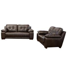 Imagem de Conjunto Sof  De Couro 2 E 3 Lugares Enrico M06 Cor Marrom 49