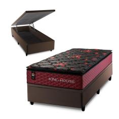 Imagem de Conjunto Box Baú Toronto Preto 96x203x73 c/ Molas Ensacadas