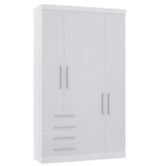 Imagem de Guarda Roupa Modulado 134,50cm 4 Portas E 4 Gavetas Alpes Luciane Móveis Branco Pf Com Branco Pf