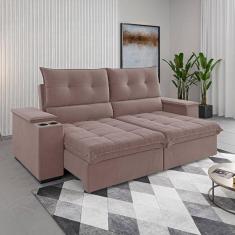 Imagem de Sofá 4 Lugares Santiago Retrátil e Reclinável Rosa - Viero Móveis