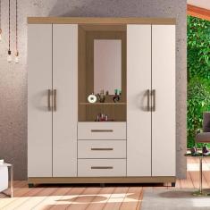 Imagem de Guarda Roupa 4 Portas 1 Espelho Brasiliense Nature Off White