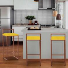 Imagem de Kit 03 Banqueta Alta Lina Industrial Cozinha Bar Balcão Bistrô Ferro B