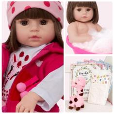 Imagem de Boneca Reborn Princesa Enxoval Girafa Corpo Vinil Com Itens - Cegonha 