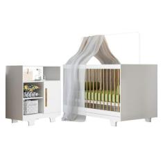 Imagem de Quarto de Bebê com Berço Mini Cama 100% Mdf Flocos e Cômoda 100% Mdf 1