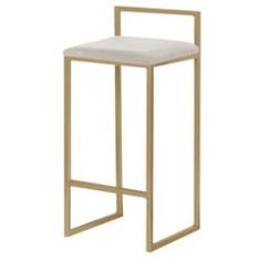 Imagem de Banqueta Decorativa Jasmine Base Gold Suede Bege - Gran Belo