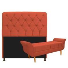 Imagem de Cabeceira Lady E Recamier Ari 140 Cm Casal Suede Terracota 