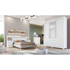 Imagem de Guarda Roupa Solteiro com Espelho 3 Portas 9 Gavetas - Capri-Branco - Móveis Novo Horizonte