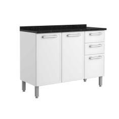 Imagem de Balcão de Cozinha Gourmet 7124 3 Portas e 2 Gavetas c/Tampo 120cm Branco - Bertolini