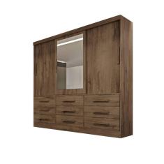 Imagem de Guarda-roupa casal 3 portas espelho 9 gavetas 2,11m - Turim-Avelã - Bianchi Móveis