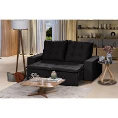 Imagem de Sofá 3 Lugares 1.90 Mt Com Molas Retrátil E Reclinável Preto