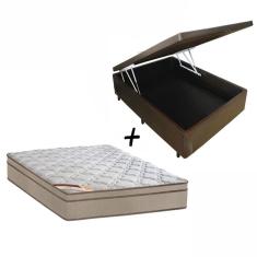 Imagem de Cama Box Baú Casal Sintético + Colchão Molas Castor Revolution Tecnopedic 138x188