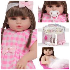 Imagem de Boneca Reborn 100% Vinil Siliconado Com Bolsa Vários Itens - Cegonha R