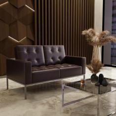 Imagem de Sof  Para Escrit rio E Recep  o 3 Lugares Corino Isis Marrom