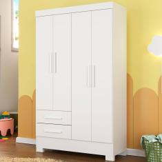 Imagem de Guarda-Roupa Infantil Meu Doce Sonho 4 Portas 2 Gavetas Branco - Panorama Móveis