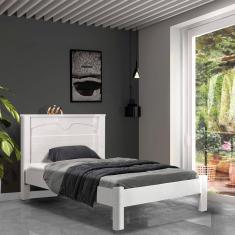 Imagem de Cama De Solteiro Mdf Branco Amsterdã Fênix