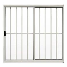 Imagem de Janela De Alumínio Branco Vitro De Correr 2 Folhas Com Grade Hale Esqu