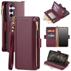 Imagem de Antsturdy Capa carteira para Samsung Galaxy A35 5G com suporte para cartão, para mulheres e homens, capa para celular Samsung Galaxy A35 5G com bloqueio de RFID PU couro flip alça zíper compartimentos