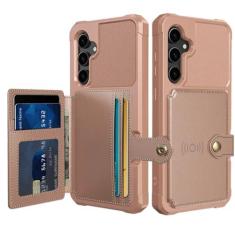 Imagem de Capa carteira de couro para cartões magnéticos para Samsung Galaxy S23 S24 Ultra S22 Plus S21 FE A14 A54 A34 A24 Capa de bolsa de bolso, rosa, para Samsung S24Ultra