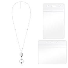 Imagem de Porta-cartões de crachá transparente com carretéis retráteis, alça de cordão de pescoço retrátil clipe de carretel de crachá, cordão para porta-cartões de identificação