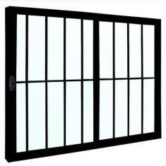 Imagem de Janela De Correr Em Alumínio 60 X 100 X 8 Cm Com Grade 2 Folhas Esquer