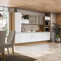 Imagem de Cozinha Completa Suprema Freijó/Branco/Vidro Bronze 10 Peças
