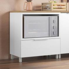 Imagem de Balcão Forno 1 Gaveta com Caixa Organizadora 80cm 100% MDF Marquesa Branco/Marrom