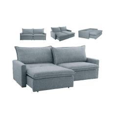 Imagem de Sofá Cama Califórnia Com Espuma D28 Tecido Em Linho Zarat Cinza