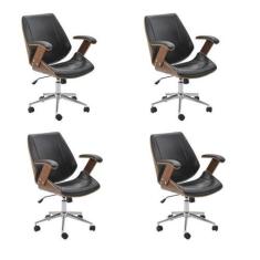 Imagem de Kit 4 Cadeiras de Escritório Diretor Giratória Office Lisboa Preto