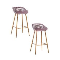 Imagem de Kit 2 Banquetas Alta Polipropileno e Aço Mônaco Fratini Cardo Camurça