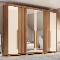 Imagem de Guarda-Roupa Norton 06 Pts. c/ Espelho Nature/Off White - Henn